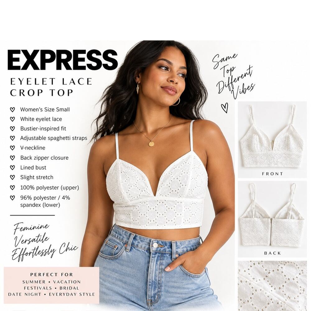 Express white eyelet embroidery spaghetti strap top